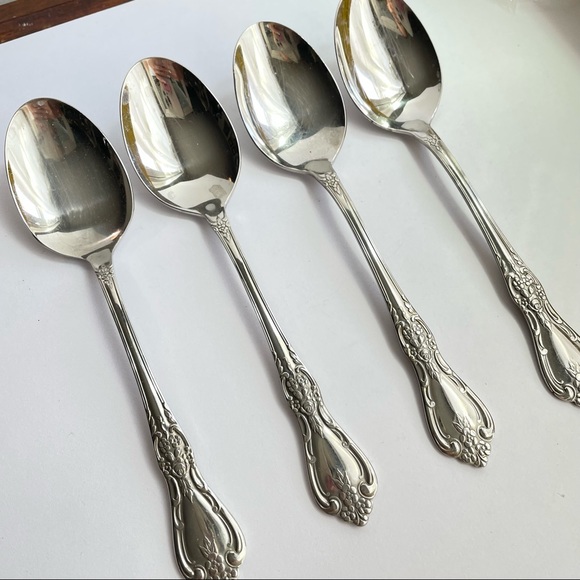 Oneida distinction deluxe HH stainless spoons set of 4 vintage ornate baroque - Picture 3 of 7
